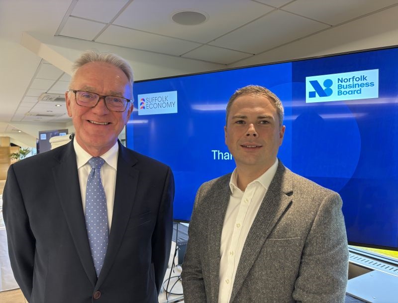 From left: Mark Pendlington, Suffolk Business Board chair, and Nick Steven-Jones, Norfolk Business Board chair